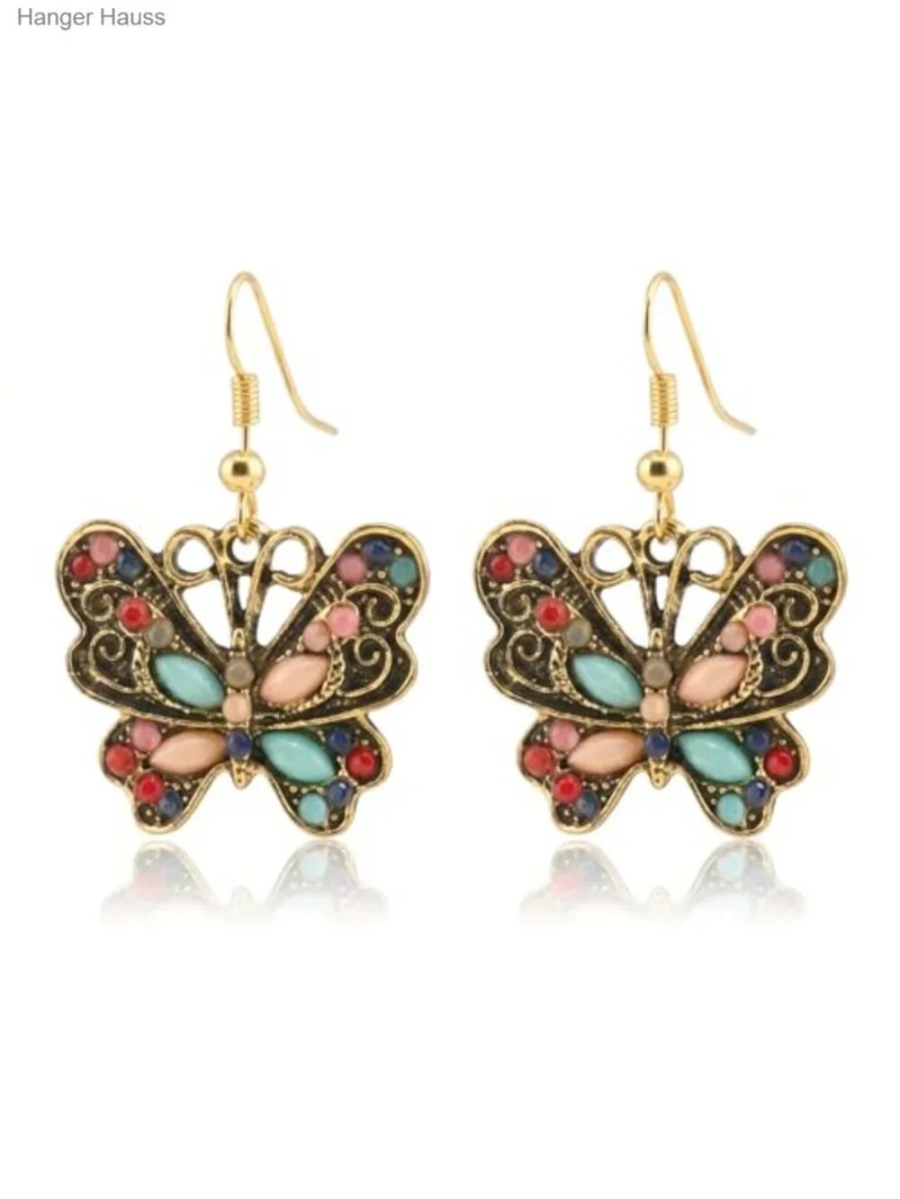 Enamel Butterfly Dangle Earrings, Ultra-Lightweight Fishhook Gift